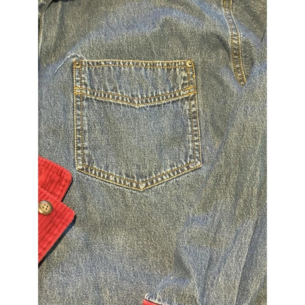 Carolina Blues plus Women's Red Corduroy Collar Denim Shirt 18W - Picture 6 of 10